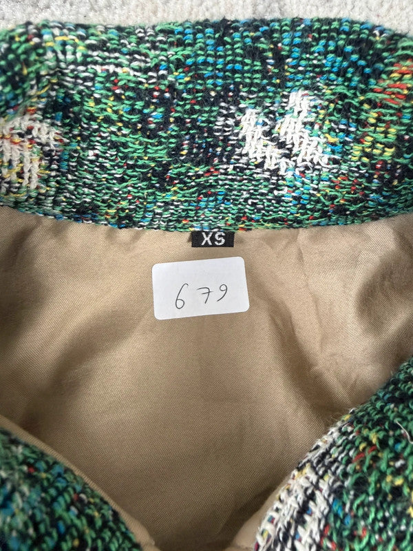 Veste en tapisserie design unique vintage fait main upcyclé retravaillé tissé taille XS n•679