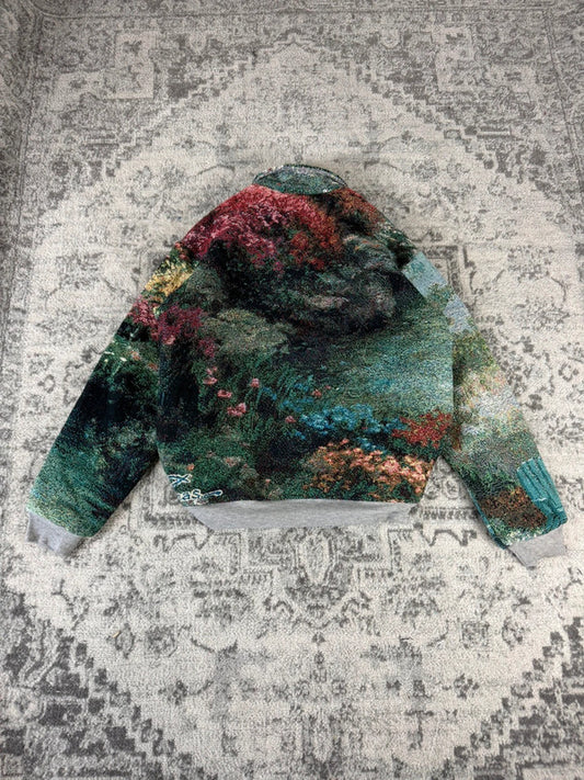 Veste en tapisserie design unique vintage fait main upcyclé retravaillé tissé taille XS n•679