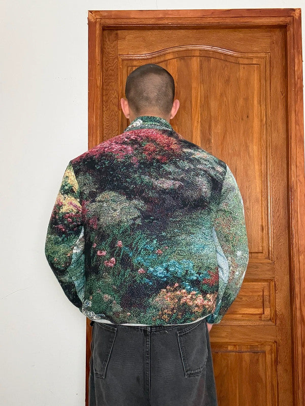 Veste en tapisserie design unique vintage fait main upcyclé retravaillé tissé taille XS n•679