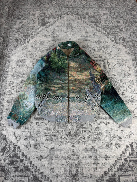Veste en tapisserie design unique vintage fait main upcyclé retravaillé tissé taille XS n•679