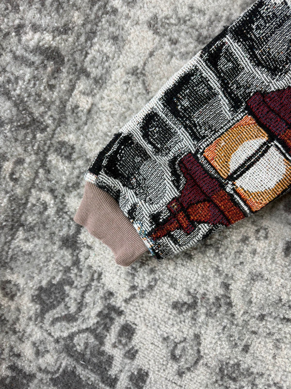 Veste en tapisserie design unique vintage fait main upcyclé retravaillé tissé taille XS n•680