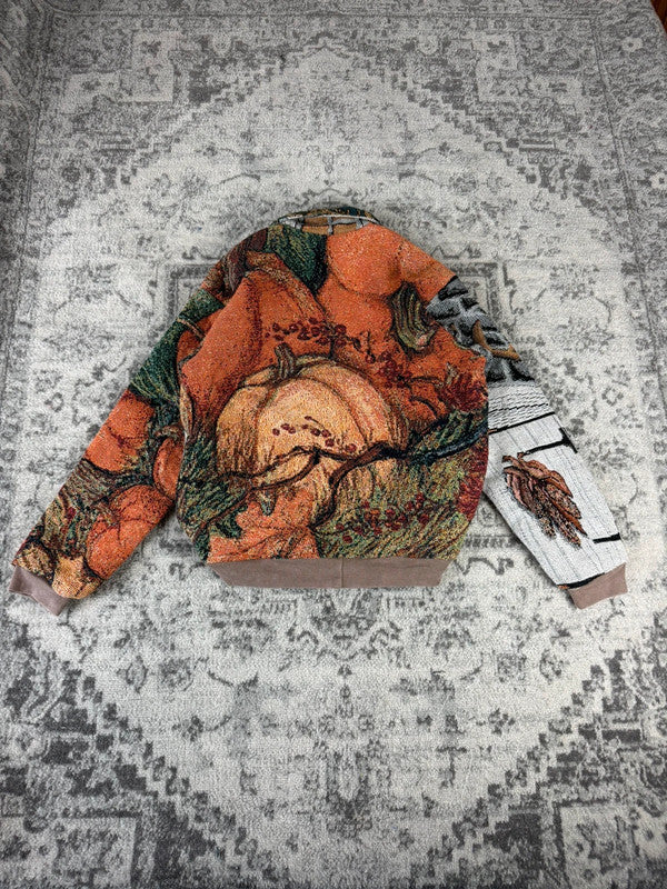Veste en tapisserie design unique vintage fait main upcyclé retravaillé tissé taille XS n•680