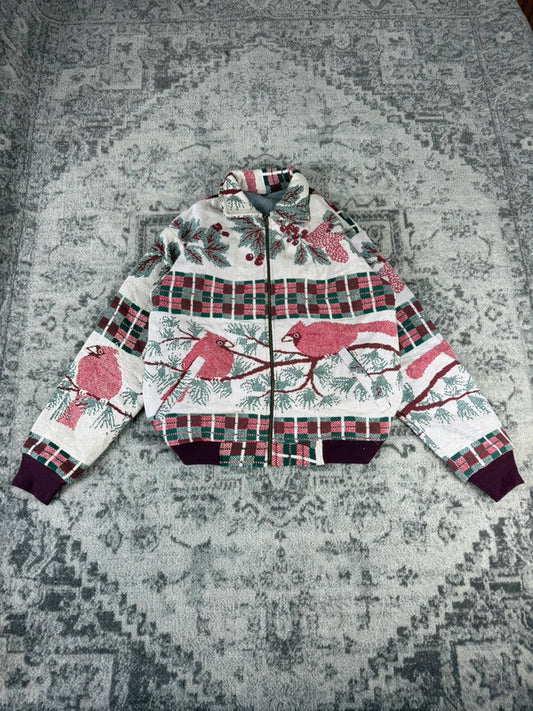 Veste en tapisserie design unique vintage fait main upcyclé retravaillé tissé taille XS n•681