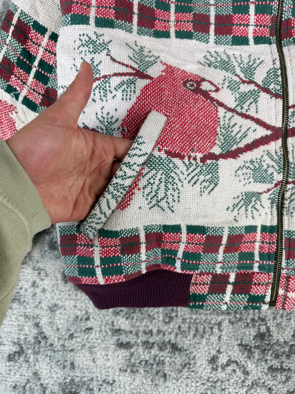 Veste en tapisserie design unique vintage fait main upcyclé retravaillé tissé taille XS n•681