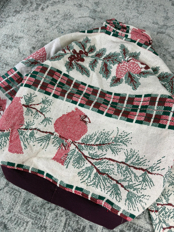 Veste en tapisserie design unique vintage fait main upcyclé retravaillé tissé taille XS n•681