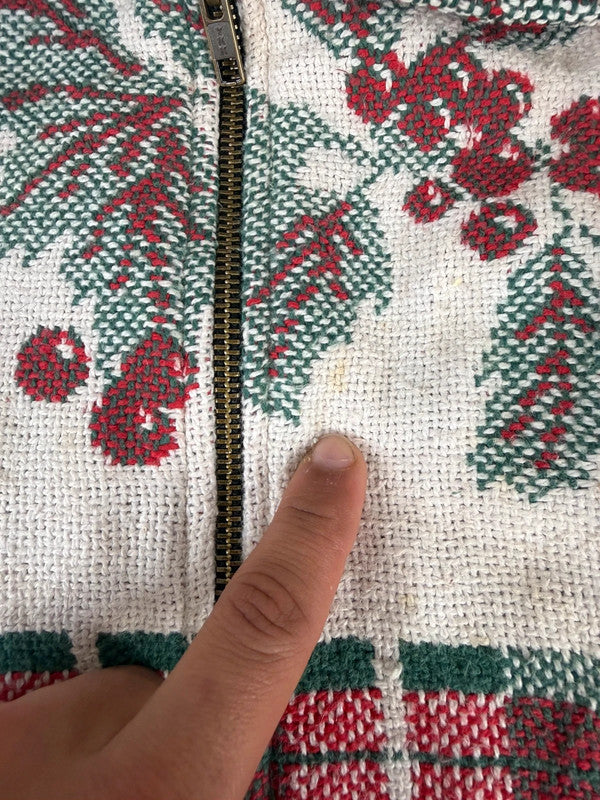 Veste en tapisserie design unique vintage fait main upcyclé retravaillé tissé taille XS n•681