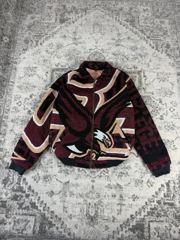 Veste en tapisserie design unique vintage fait main upcyclé retravaillé tissé taille XS n•682