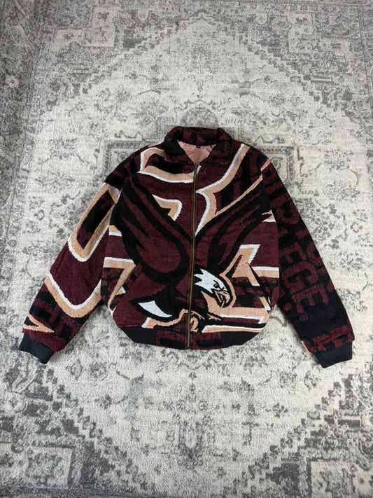 Veste en tapisserie design unique vintage fait main upcyclé retravaillé tissé taille XS n•682