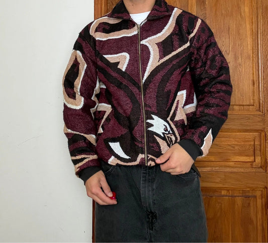 Veste en tapisserie design unique vintage fait main upcyclé retravaillé tissé taille XS n•682