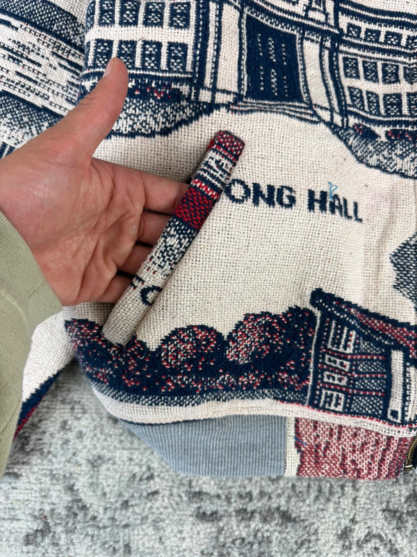 Veste en tapisserie design unique vintage fait main upcyclé retravaillé tissé taille XS n•683