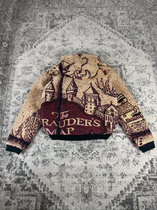 Veste en tapisserie design unique vintage fait main upcyclé retravaillé tissé taille S n•684