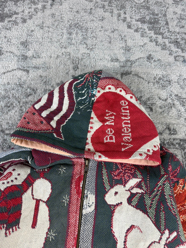 Veste en tapisserie design unique vintage fait main upcyclé retravaillé tissé taille S n•685