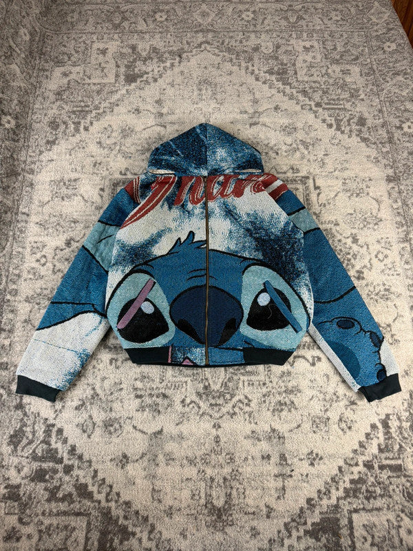Veste en tapisserie design unique vintage fait main upcyclé retravaillé tissé taille S n•686