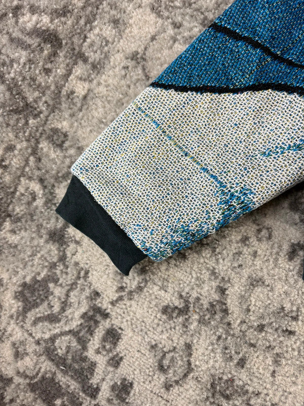 Veste en tapisserie design unique vintage fait main upcyclé retravaillé tissé taille S n•686