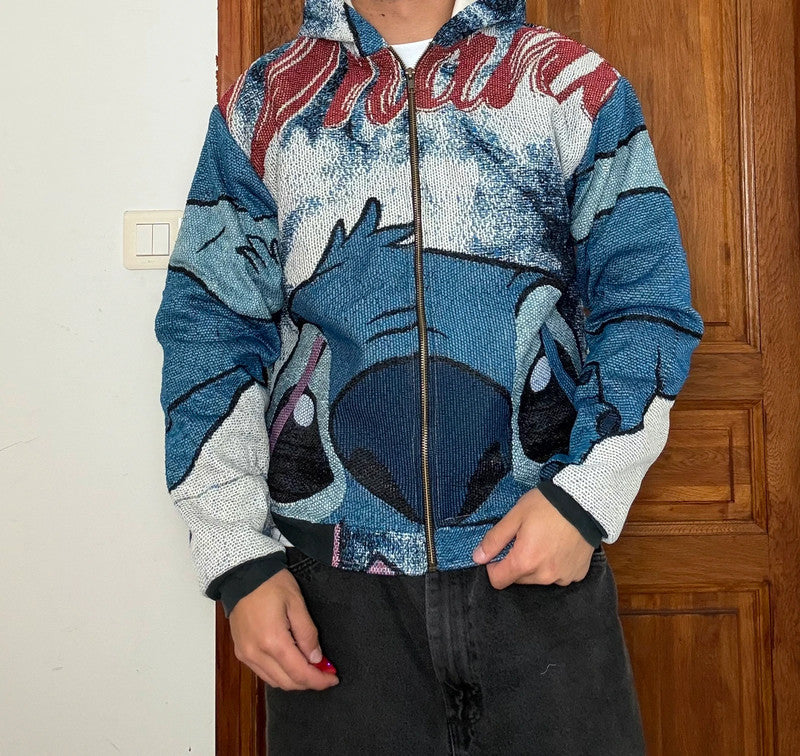 Veste en tapisserie design unique vintage fait main upcyclé retravaillé tissé taille S n•686