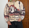 Veste en tapisserie design unique vintage fait main upcyclé retravaillé tissé taille S n•687