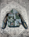 Veste en tapisserie design unique vintage fait main upcyclé retravaillé tissé taille S n•688