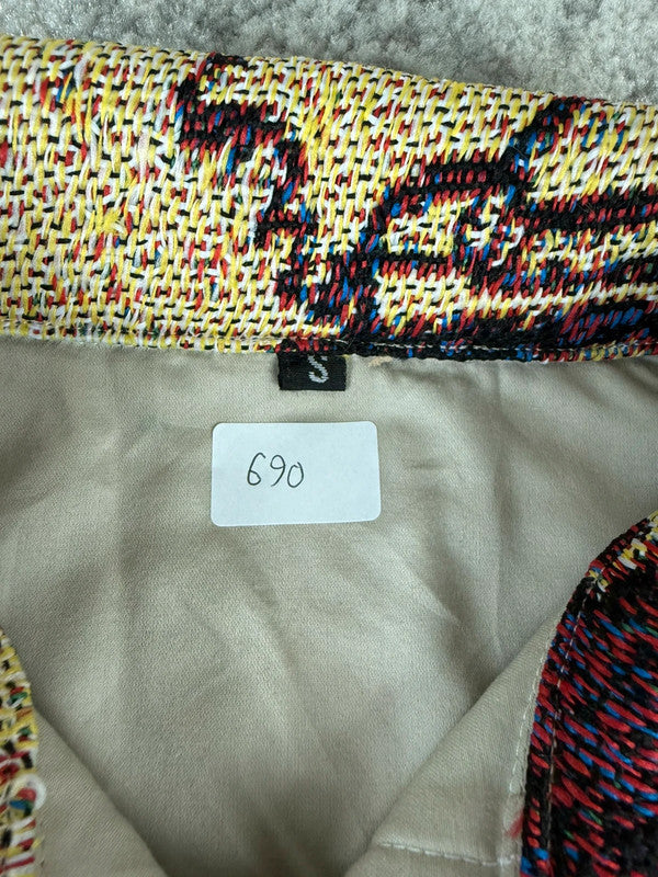 Veste en tapisserie design unique vintage fait main upcyclé retravaillé tissé taille S n•690
