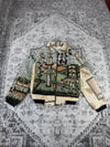 Veste en tapisserie design unique vintage fait main upcyclé retravaillé tissé taille S n•691