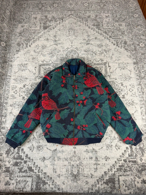 Veste en tapisserie design unique vintage fait main upcyclé retravaillé tissé taille S n•692