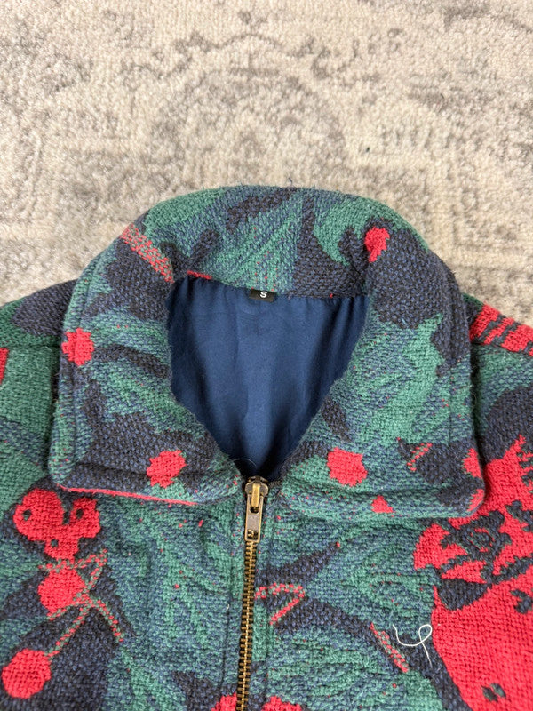 Veste en tapisserie design unique vintage fait main upcyclé retravaillé tissé taille S n•692