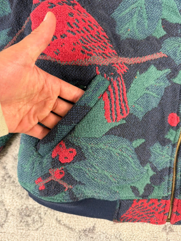 Veste en tapisserie design unique vintage fait main upcyclé retravaillé tissé taille S n•692