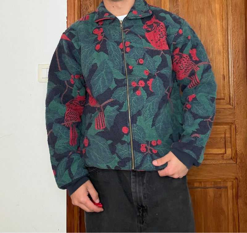 Veste en tapisserie design unique vintage fait main upcyclé retravaillé tissé taille S n•692