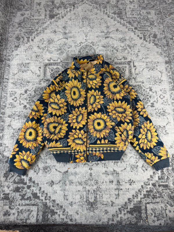 Veste en tapisserie design unique vintage fait main upcyclé retravaillé tissé taille S n•694