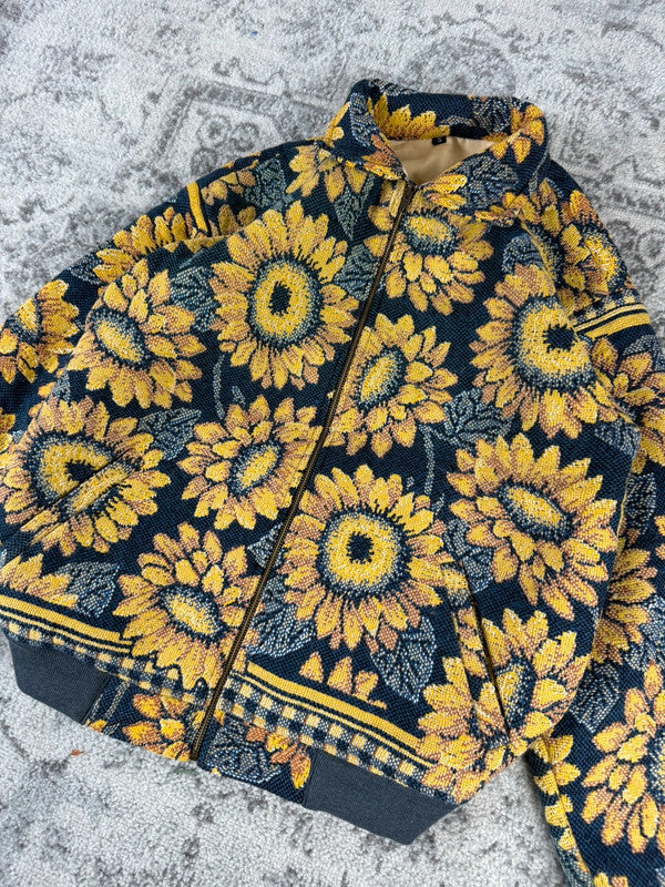 Veste en tapisserie design unique vintage fait main upcyclé retravaillé tissé taille S n•694