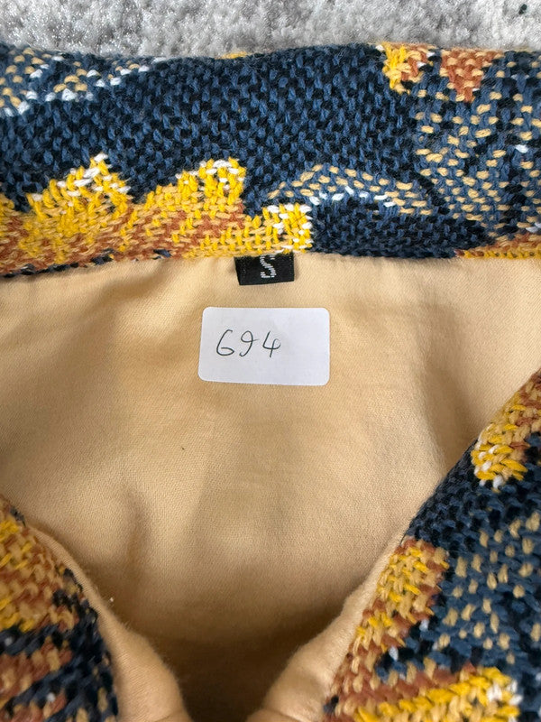 Veste en tapisserie design unique vintage fait main upcyclé retravaillé tissé taille S n•694