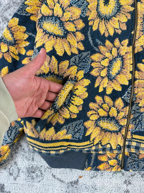 Veste en tapisserie design unique vintage fait main upcyclé retravaillé tissé taille S n•694