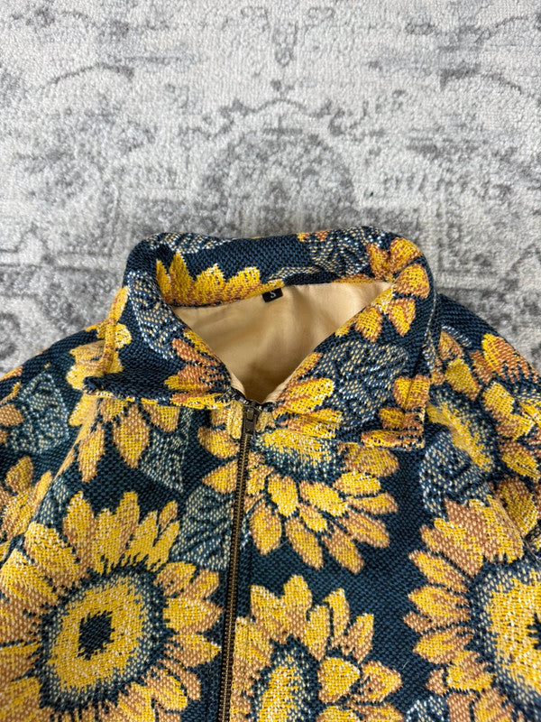 Veste en tapisserie design unique vintage fait main upcyclé retravaillé tissé taille S n•694