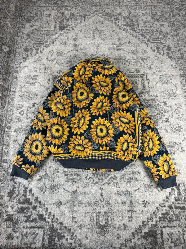 Veste en tapisserie design unique vintage fait main upcyclé retravaillé tissé taille S n•694