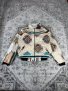 Veste en tapisserie design unique vintage fait main upcyclé retravaillé tissé taille S n•695