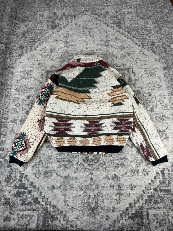 Veste en tapisserie design unique vintage fait main upcyclé retravaillé tissé taille S n•695