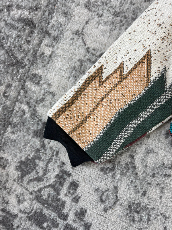 Veste en tapisserie design unique vintage fait main upcyclé retravaillé tissé taille S n•695