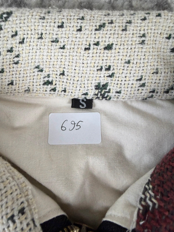 Veste en tapisserie design unique vintage fait main upcyclé retravaillé tissé taille S n•695