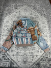 Veste en tapisserie design unique vintage fait main upcyclé retravaillé tissé taille S n•698