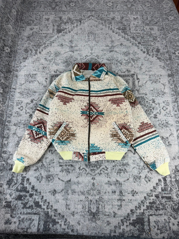 Veste en tapisserie design unique vintage fait main upcyclé retravaillé tissé taille S n•700