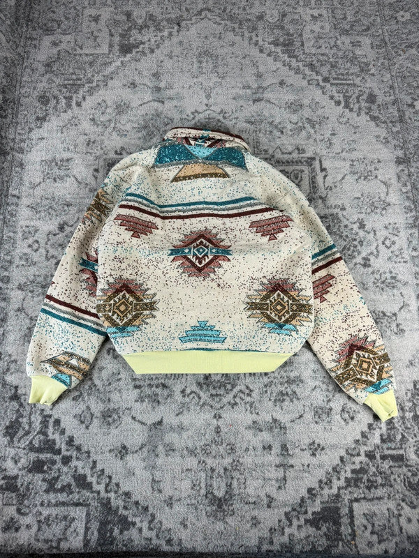 Veste en tapisserie design unique vintage fait main upcyclé retravaillé tissé taille S n•700