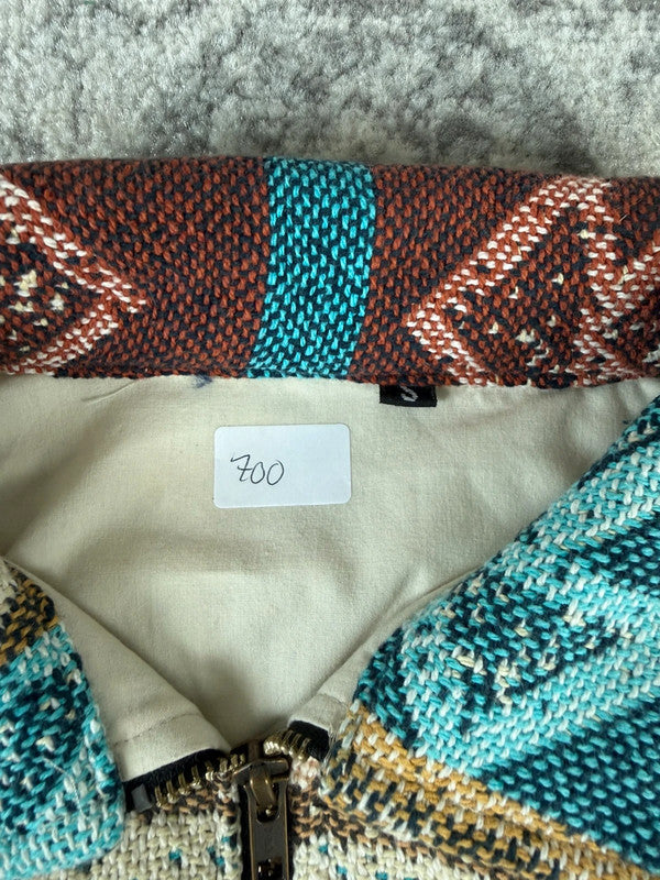 Veste en tapisserie design unique vintage fait main upcyclé retravaillé tissé taille S n•700
