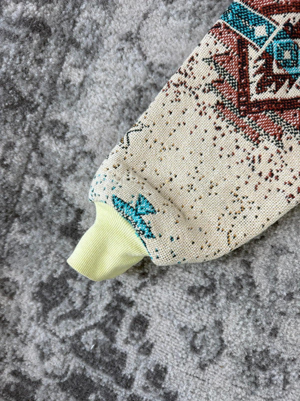 Veste en tapisserie design unique vintage fait main upcyclé retravaillé tissé taille S n•700