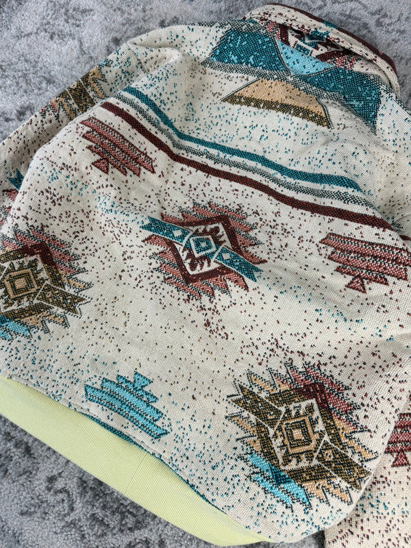 Veste en tapisserie design unique vintage fait main upcyclé retravaillé tissé taille S n•700