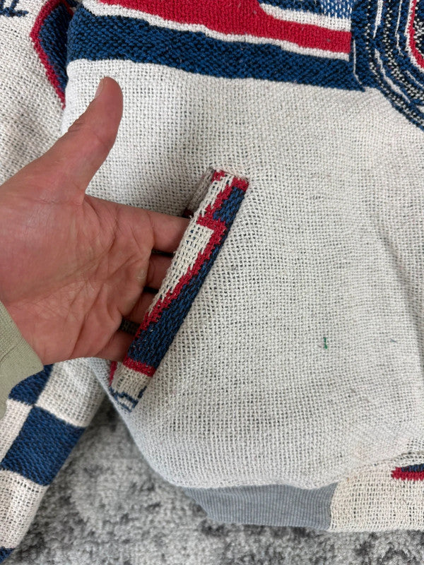 Veste en tapisserie design unique vintage fait main upcyclé retravaillé tissé taille S n•702