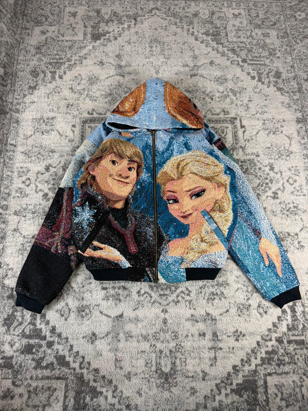 Veste en tapisserie design unique vintage fait main upcyclé retravaillé tissé taille M n•703