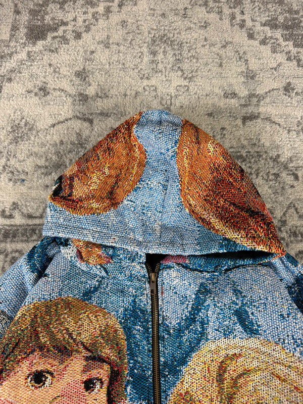Veste en tapisserie design unique vintage fait main upcyclé retravaillé tissé taille M n•703