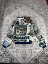 Veste en tapisserie design unique vintage fait main upcyclé retravaillé tissé taille M n•704