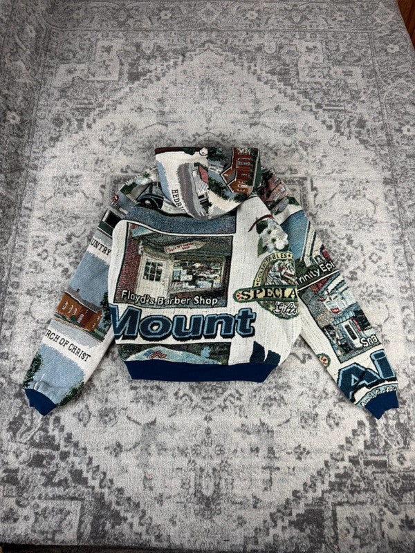 Veste en tapisserie design unique vintage fait main upcyclé retravaillé tissé taille M n•704