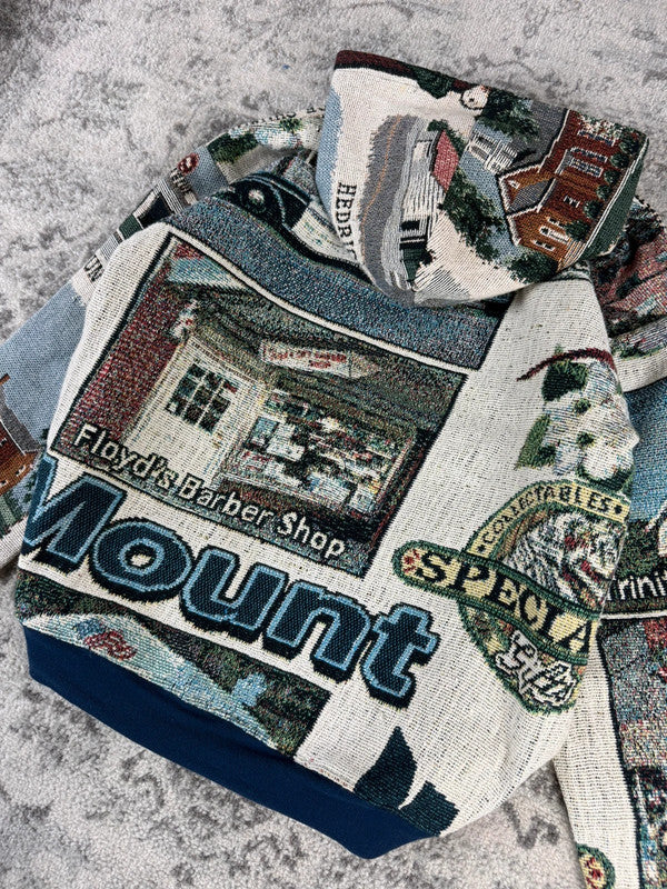 Veste en tapisserie design unique vintage fait main upcyclé retravaillé tissé taille M n•704