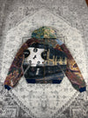Veste en tapisserie design unique vintage fait main upcyclé retravaillé tissé taille M n•706
